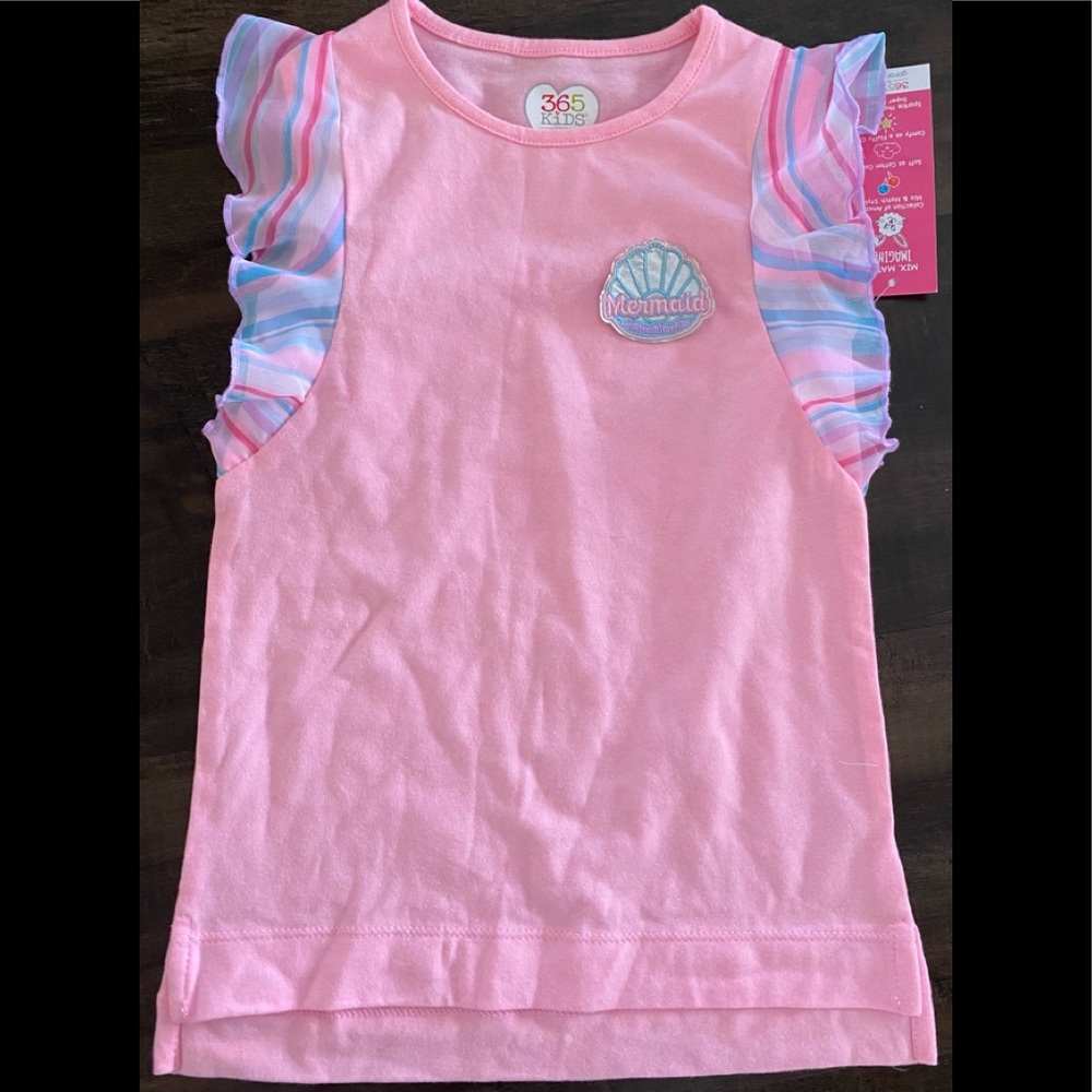Girls Pink Mermaid Top Shirt Size 5 NEW